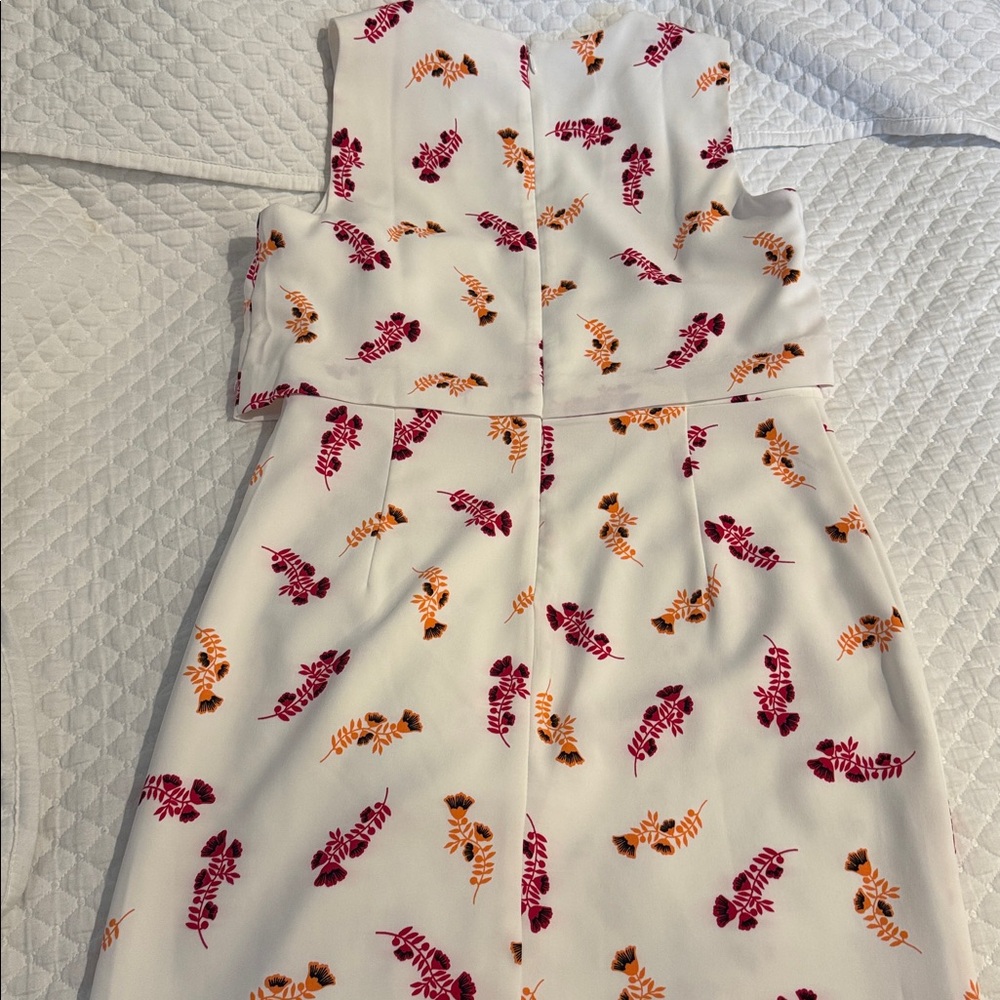 Ann Taylor Factory White Dress with Red and Orange Floral Design - Picture 5 of 5
